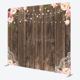 Aperturee - Aperturee Floral Wooden Lace Pattern Square Tension Backdrop